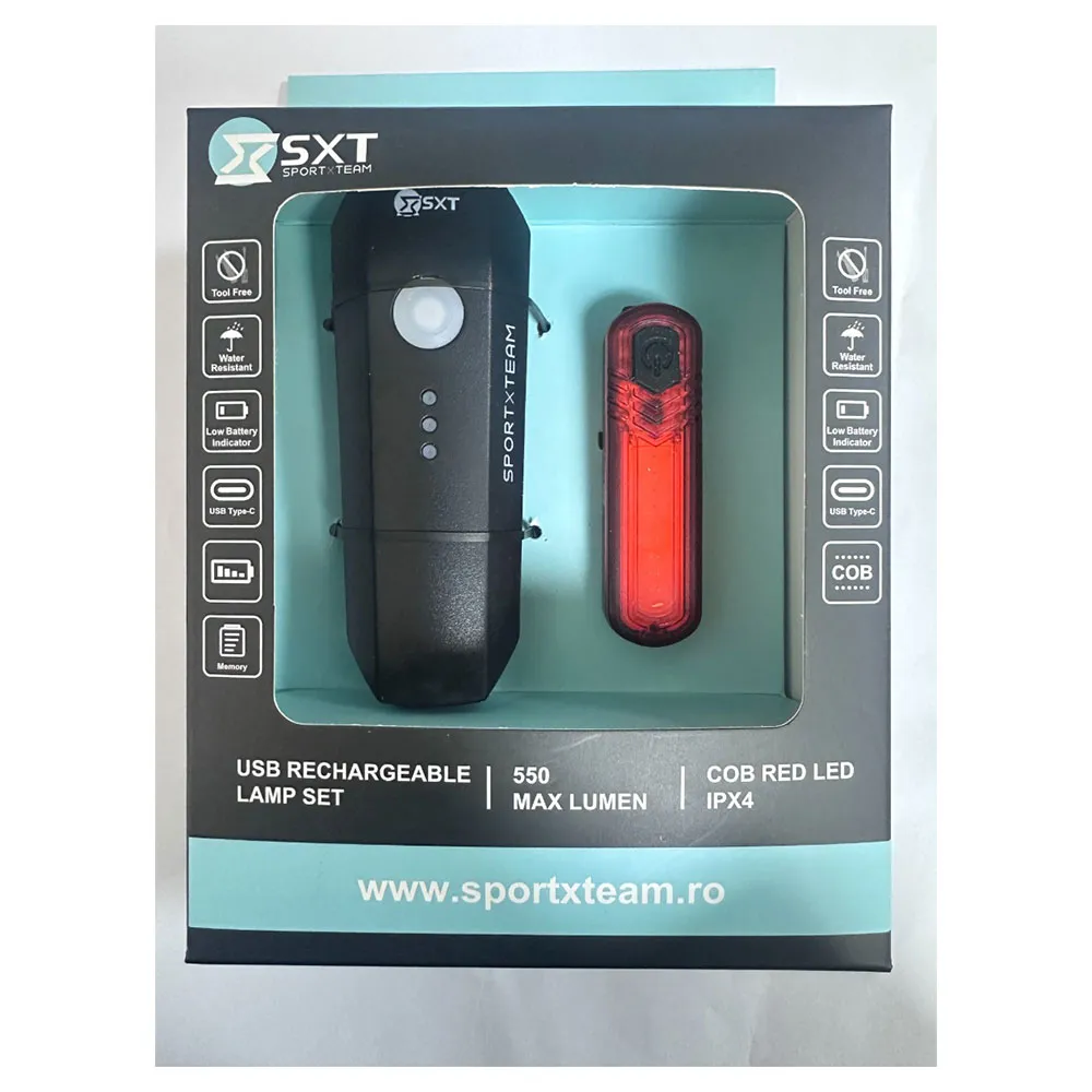 SXT 550l-10c Usb Sykkellyktesett, Black, 550 Lysstyrker SXT 550l-10c Usb Sykkellyktesett, Black, 550 Lysstyrker