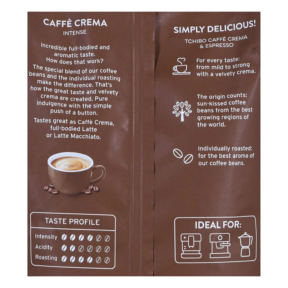Tchibo Cafe Crema Intense Kaffebønner 1kg, Black, One Size
