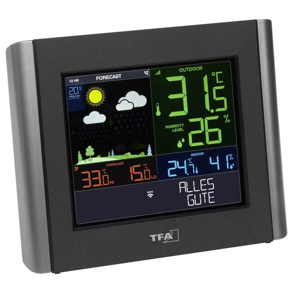 Tfa Dostmann 35.8000.01 Værstasjonsdisplay, Grey, One Size, EU Plug 220V Tfa Dostmann 35.8000.01 Værstasjonsdisplay, Grey, One Size, EU Plug 220V