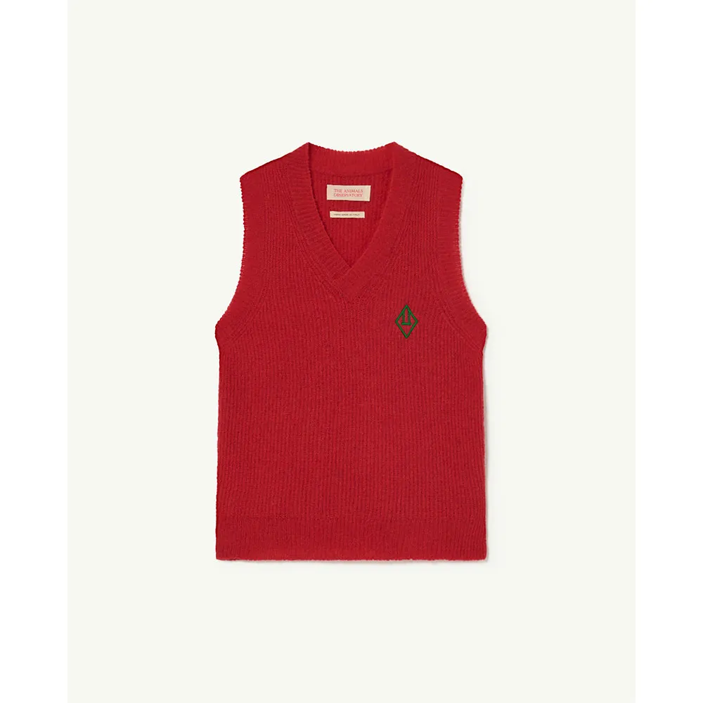 The Animals Observatory Plain Bat Vest, Red, 3Y