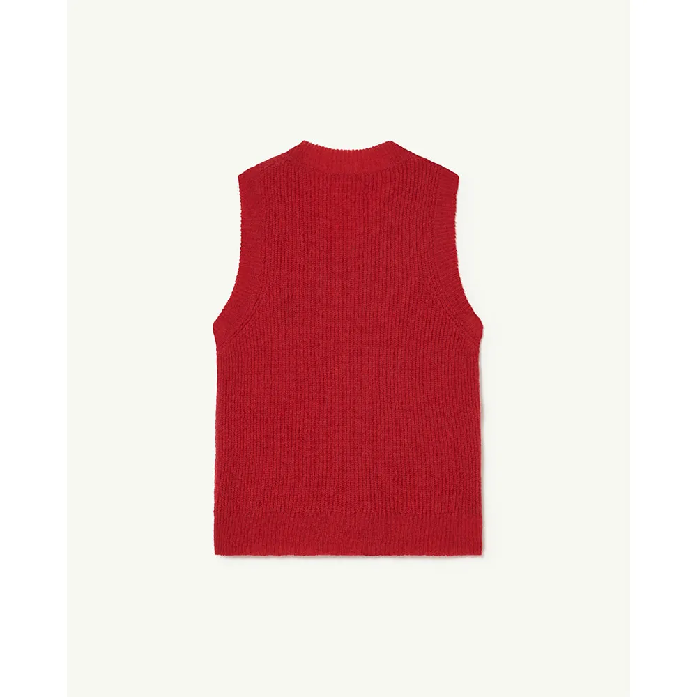 The Animals Observatory Plain Bat Vest, Red, 3Y