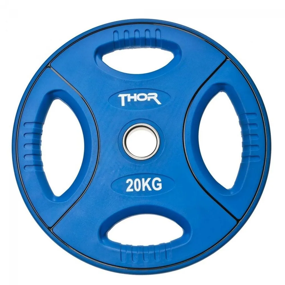 Thor Fitness Colored PU Vektplater m. håndtak 50 mm, Vektskiver PU