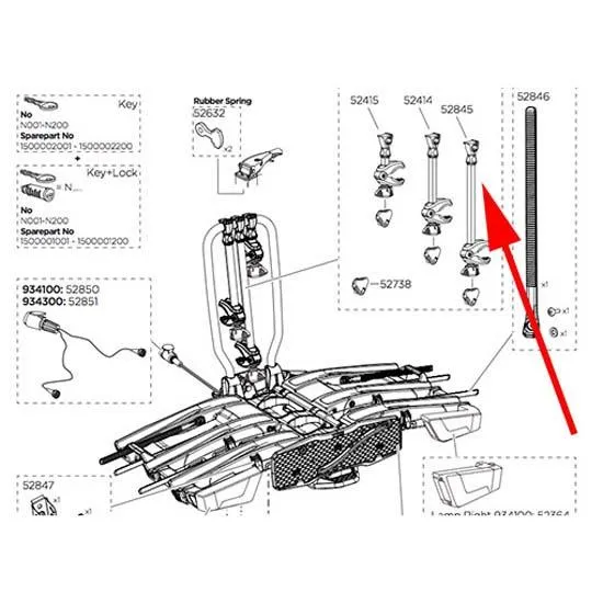 Thule Easyfold Xt 934 Bike Arm 52845 Reservedel, Black, One Size