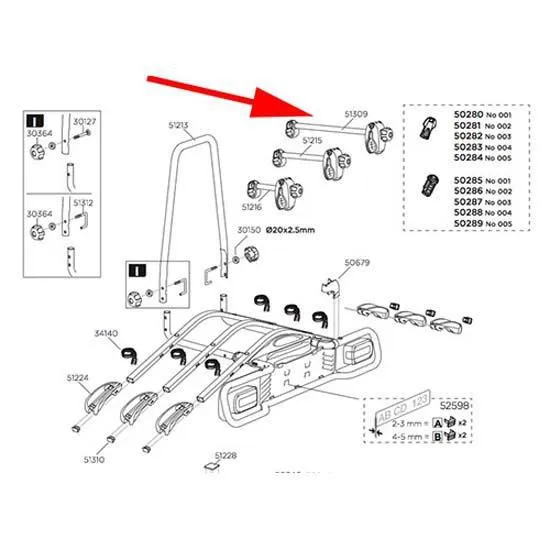 Thule Euroride 943 Bike Arm 25.4 Mm Long 51309 Reservedel, Black, 25.4mm