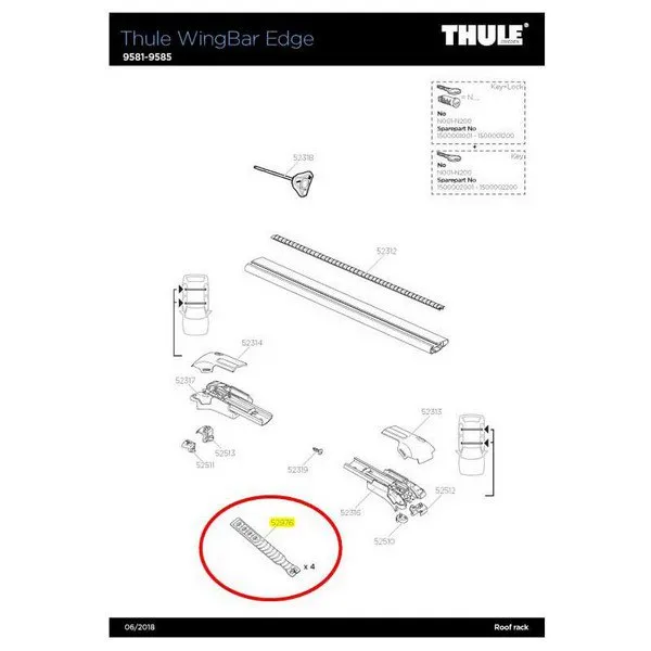 Thule Wingbar Edge Strap Bars Reservedel, Black, One Size