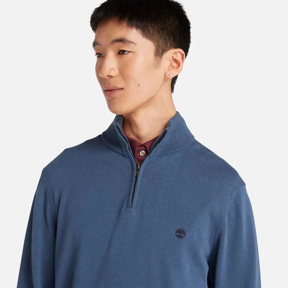 Timberland Williams River Cotton Yd Halv Glidelås Genser, Dark denim