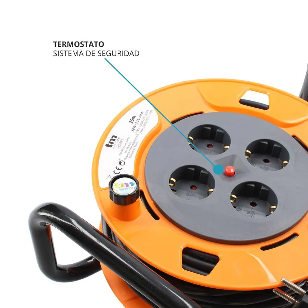 Tm Electron Tmuad225 4 Outlets 25 M Kabeltrommel, Orange, One Size