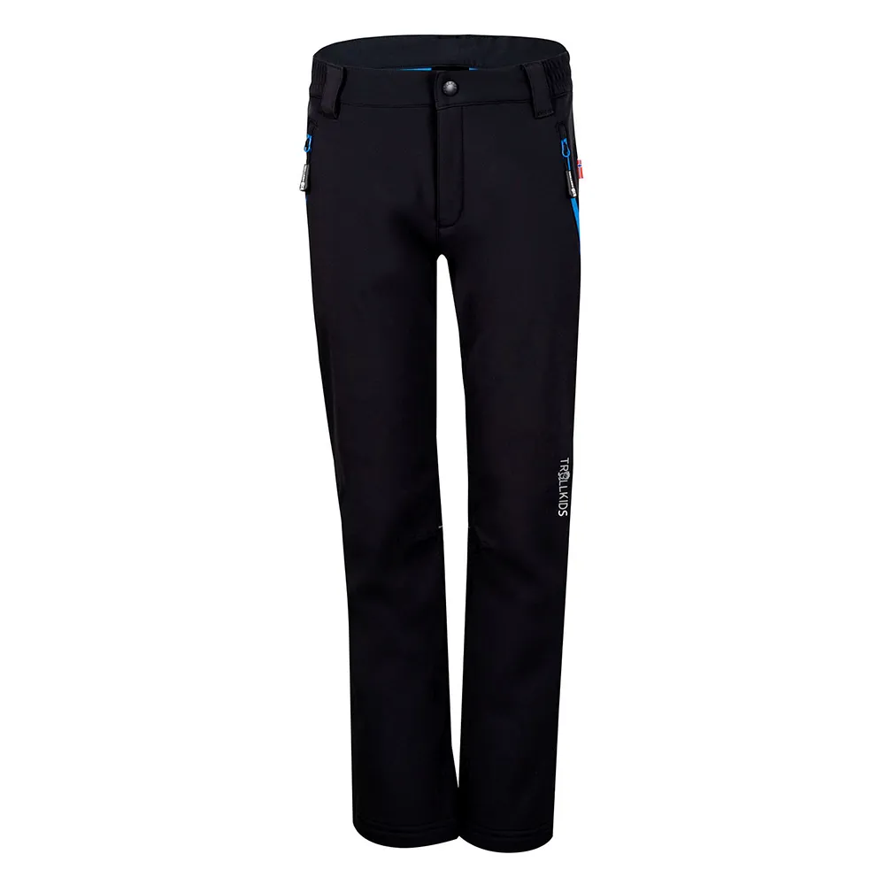 Trollkids Fjell Softshell Bukser Refurbished, Black / medium blue, 152cm Trollkids Fjell Softshell Bukser Refurbished, Black / medium blue, 152cm