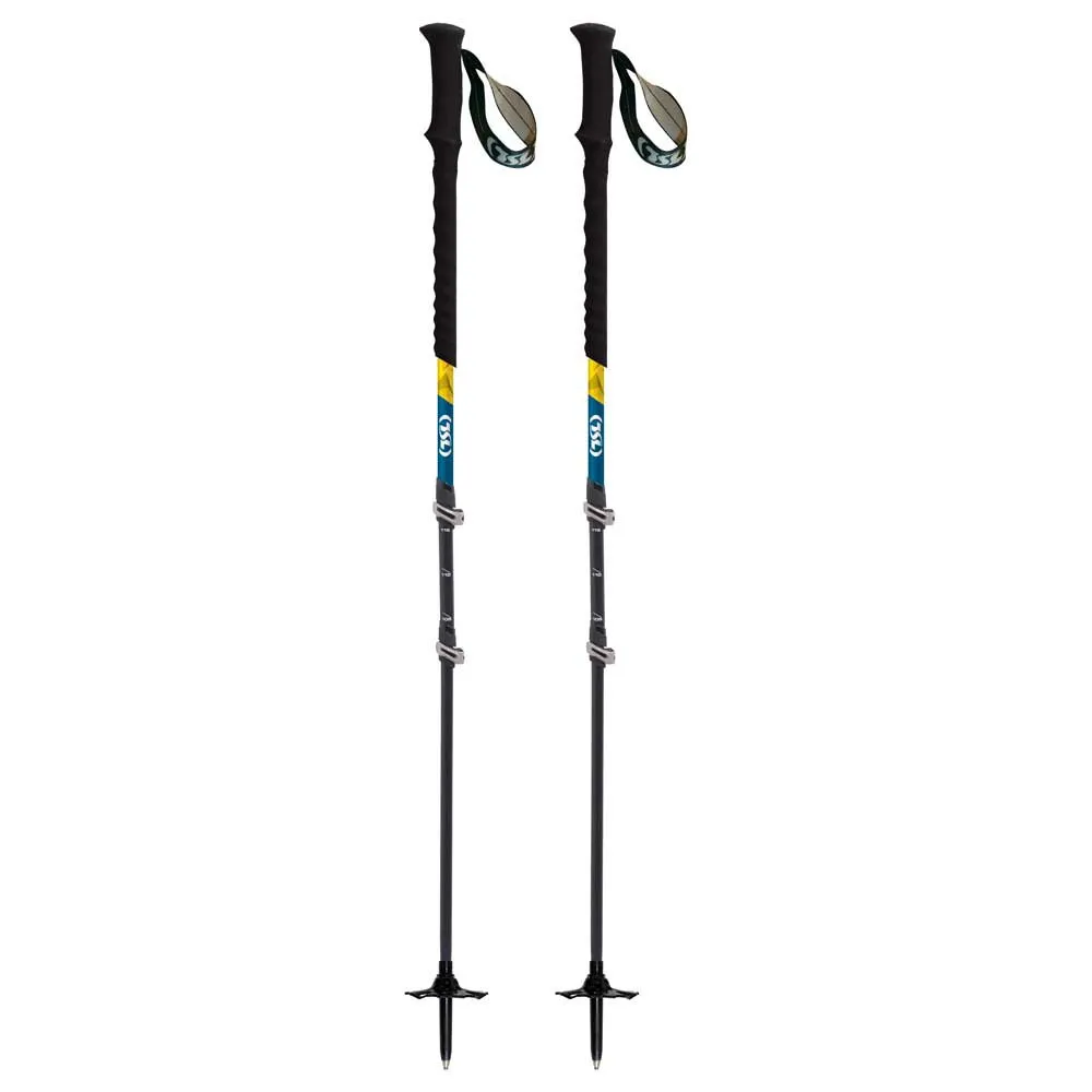 Tsl Outdoor Tour Carbon Compact 3 Cross Twist Spaserstokker, Blue / yellow, 62-125cm Tsl Outdoor Tour Carbon Compact 3 Cross Twist Spaserstokker, Blue / yellow, 62-125cm