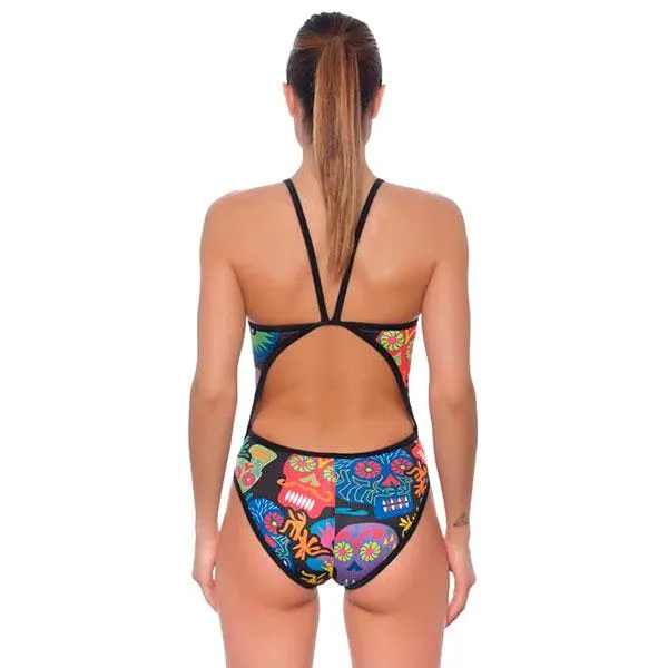Turbo Haloween Skulls Tynn Stropp Badedrakt female, Multicolor, 7-8Y
