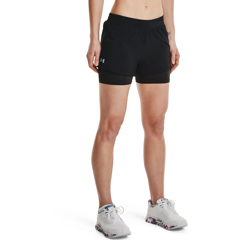 Under Armour 2 In 1 Iso Chill Run Korte Leggings female, Black / black Under Armour 2 In 1 Iso Chill Run Korte Leggings female, Black / black