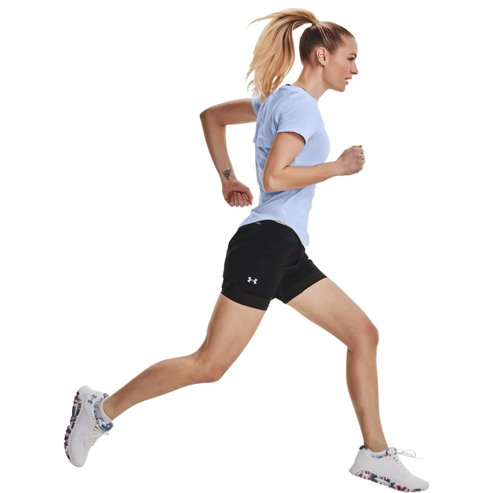 Under Armour 2 In 1 Iso Chill Run Korte Leggings female, Black / black Under Armour 2 In 1 Iso Chill Run Korte Leggings female, Black / black