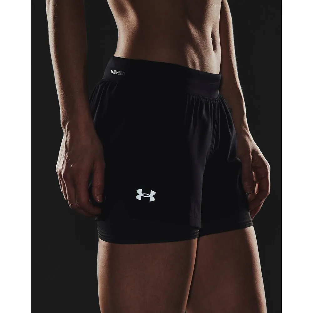 Under Armour 2 In 1 Iso Chill Run Korte Leggings female, Black / black Under Armour 2 In 1 Iso Chill Run Korte Leggings female, Black / black