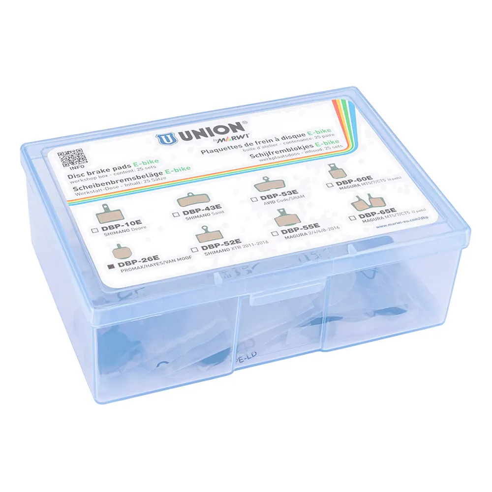 Union Dbp-26e Promax/hayes/vanmoof E-bike Organiske Skivebremseklosser 25 Enheter, Multicolor, One Size
