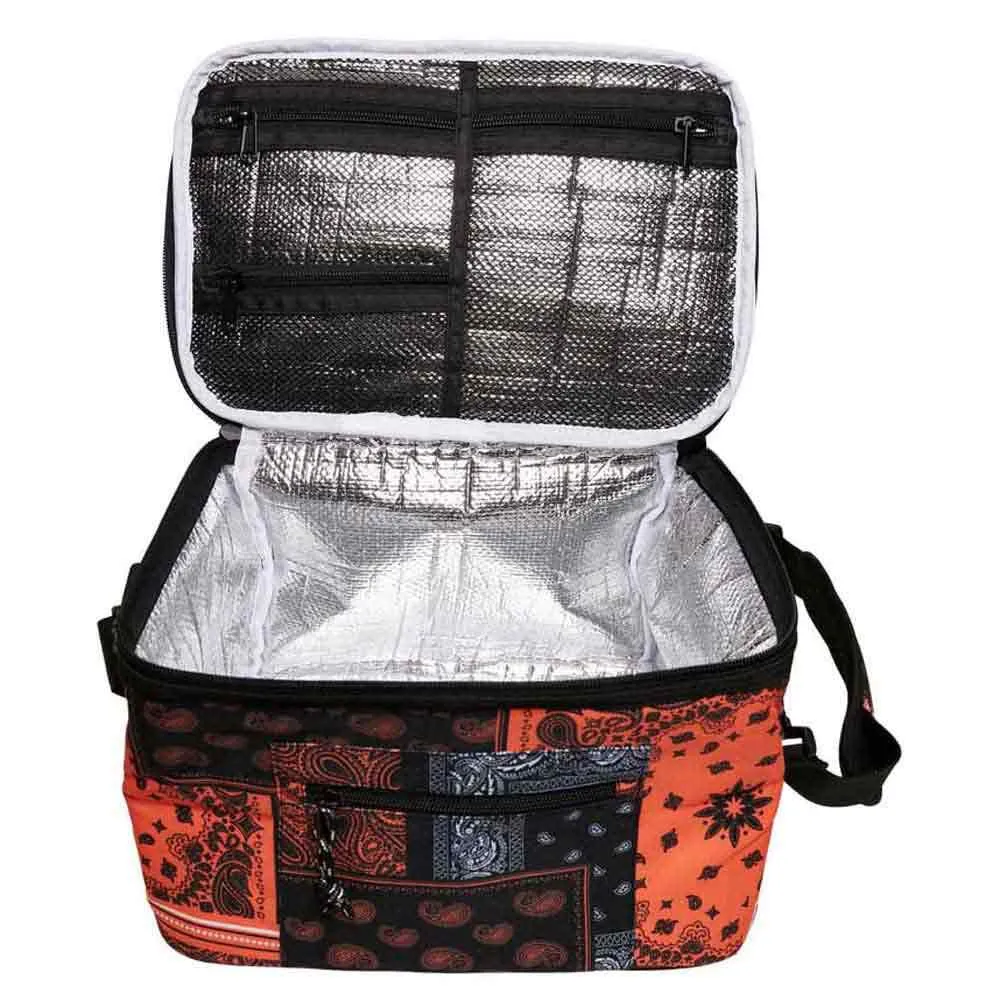 Urban Classics Patchwork Print Kjølebag, Black / orange, One Size Urban Classics Patchwork Print Kjølebag, Black / orange, One Size