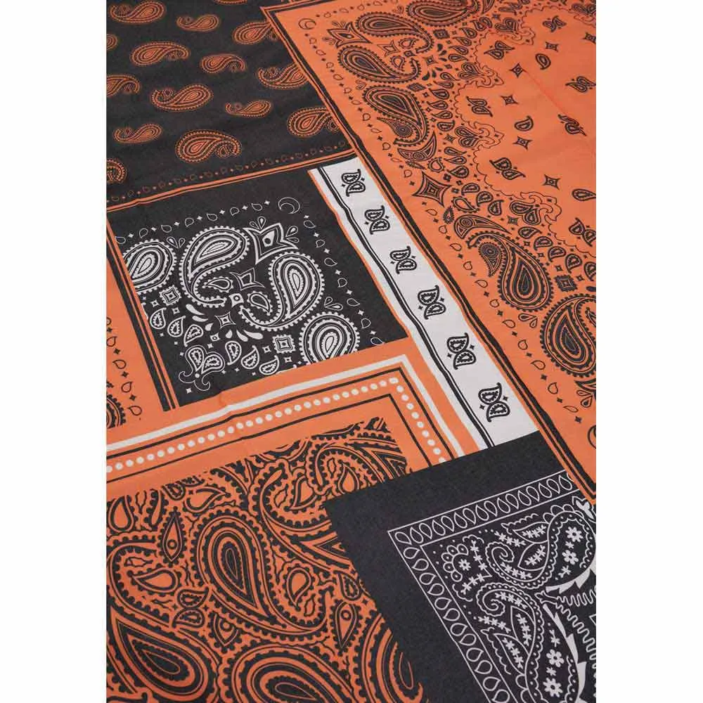 Urban Classics Patchwork Print Teppe, Black / orange