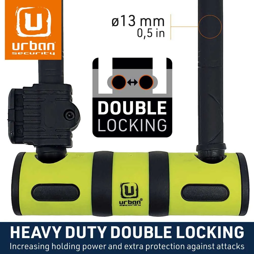 Urban Security Bracket Bk03+cable 120 U-lås, Black / yellow, 120cm