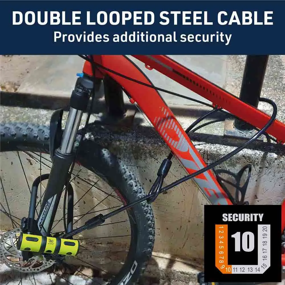 Urban Security Bracket Bk03+cable 120 U-lås, Black / yellow, 120cm