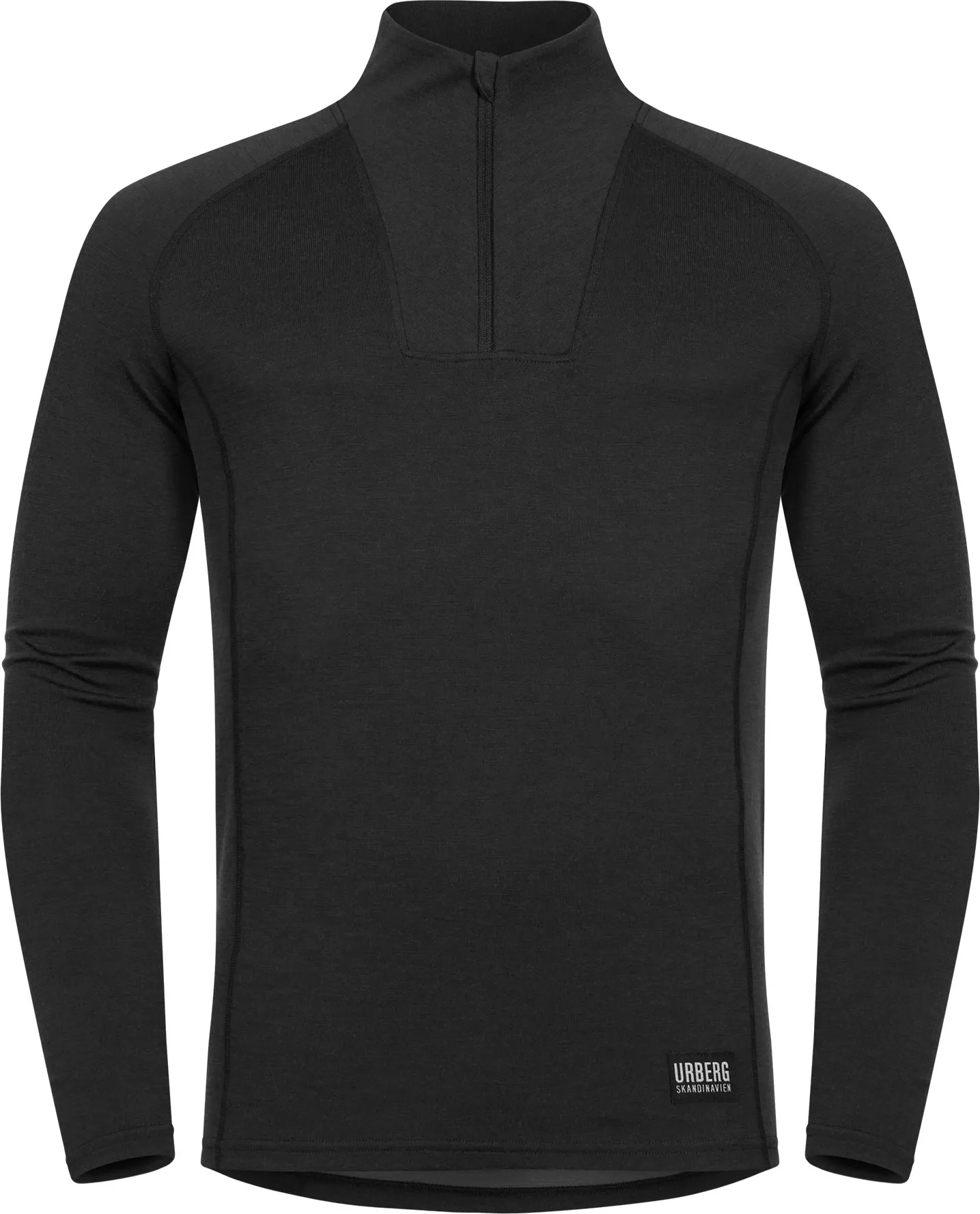 Urberg Men's Merino-Bamboo Base Layer Zip Top, Black beauty