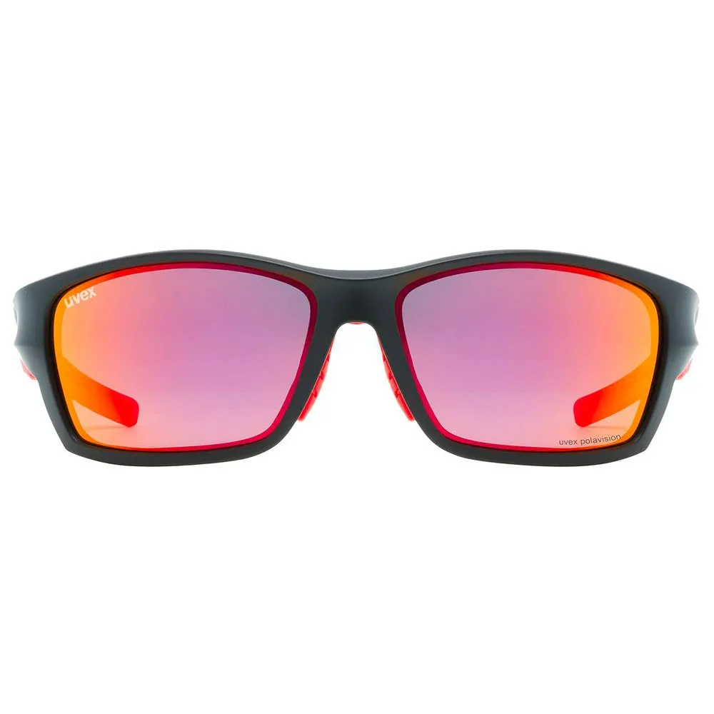 Uvex Sportstyle 232 Polarvision Speilvendte Polariserte Solbriller, Black matte / red, Mirror Red/CAT3 Uvex Sportstyle 232 Polarvision Speilvendte Polariserte Solbriller, Black matte / red, Mirror Red/CAT3