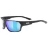 Uvex Sportstyle 233 Polariserte Solbriller, Black matt, Polavision Mirror Green/CAT3