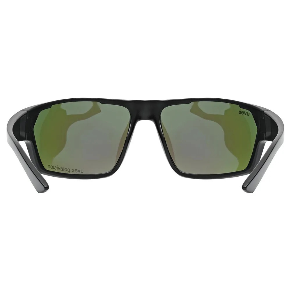 Uvex Sportstyle 233 Polariserte Solbriller, Black matt, Polavision Mirror Green/CAT3