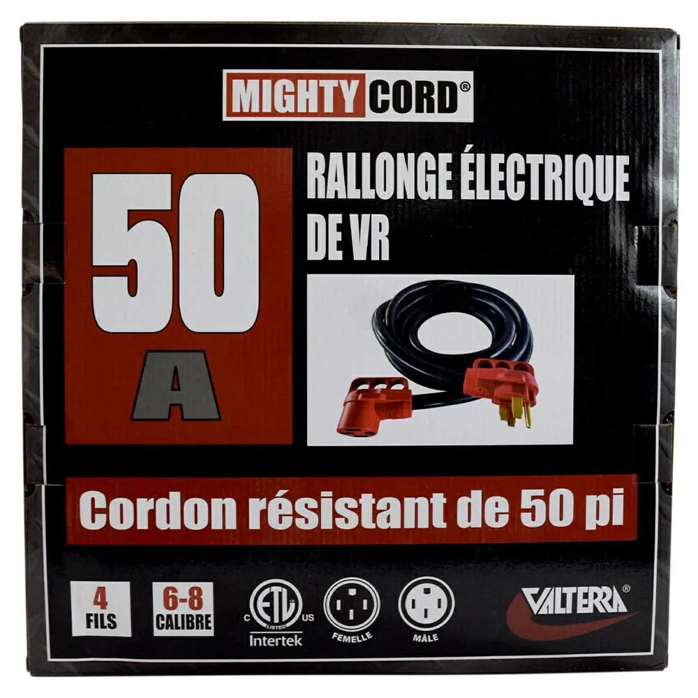 Valterra Mighty Cord Elektrisk Skjøteledning 15.24 M 50a, Black / red, One Size Valterra Mighty Cord Elektrisk Skjøteledning 15.24 M 50a, Black / red, One Size