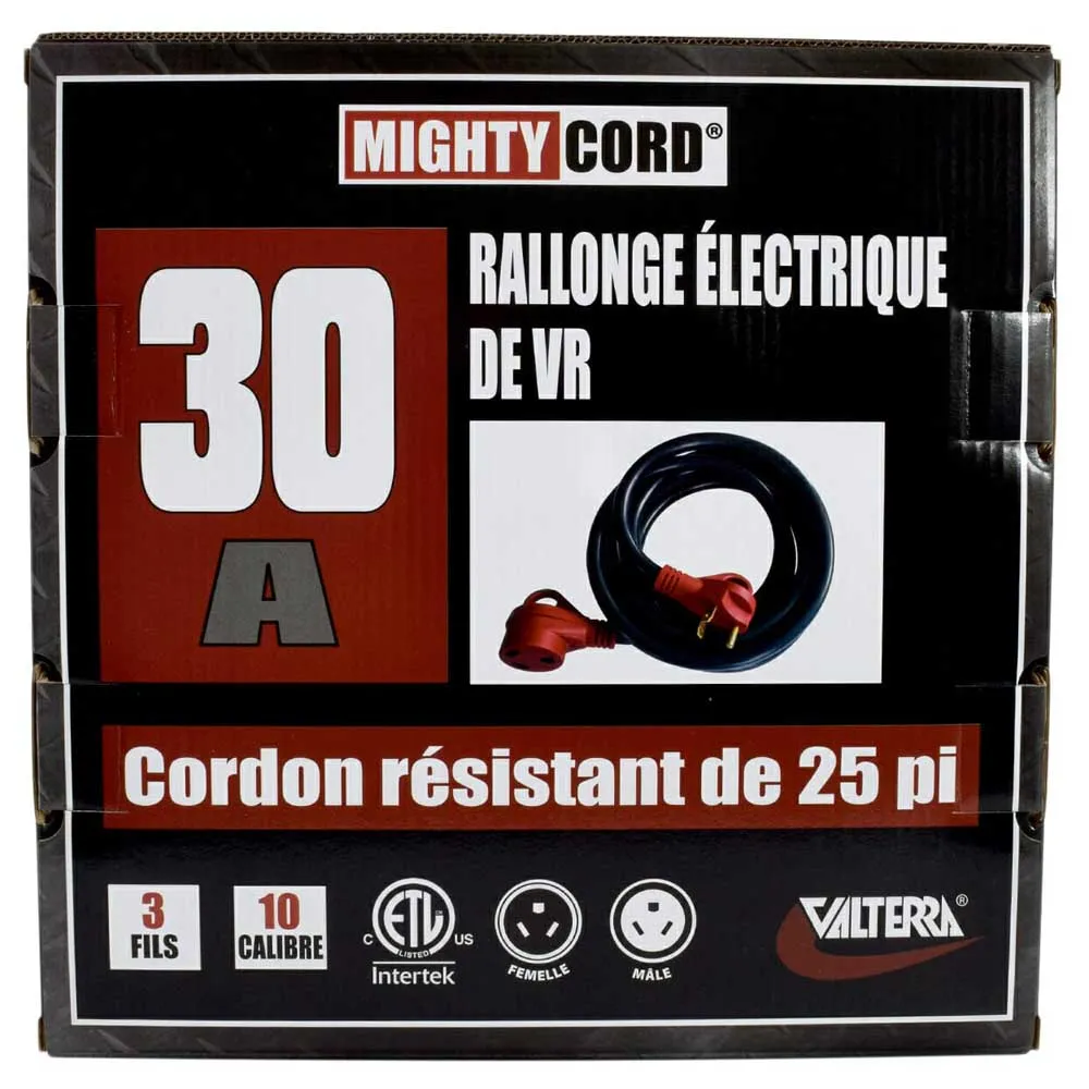 Valterra Mighty Cord Elektrisk Skjøteledning 7.62 M 30a, Black / red, One Size