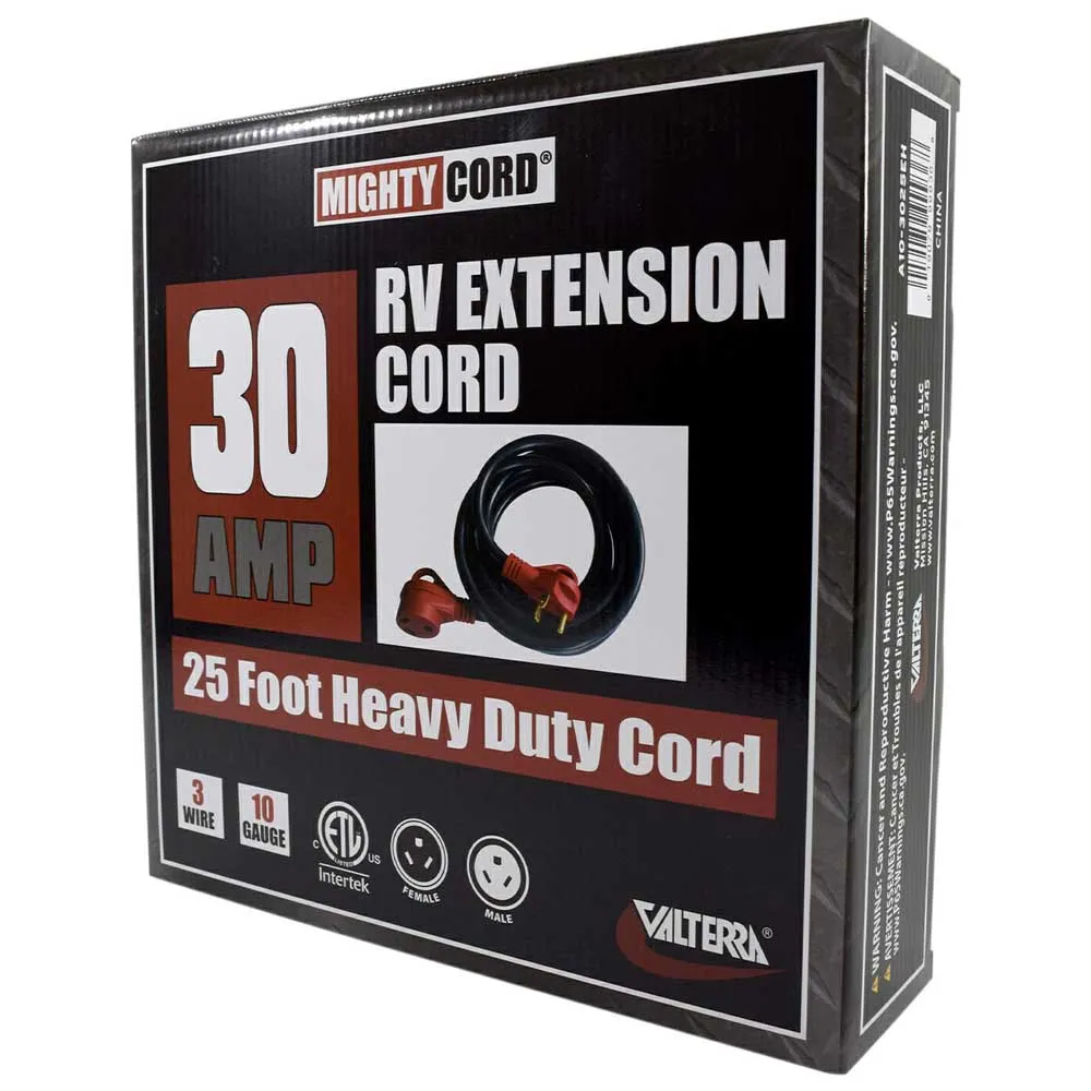 Valterra Mighty Cord Elektrisk Skjøteledning 7.62 M 30a, Black / red, One Size