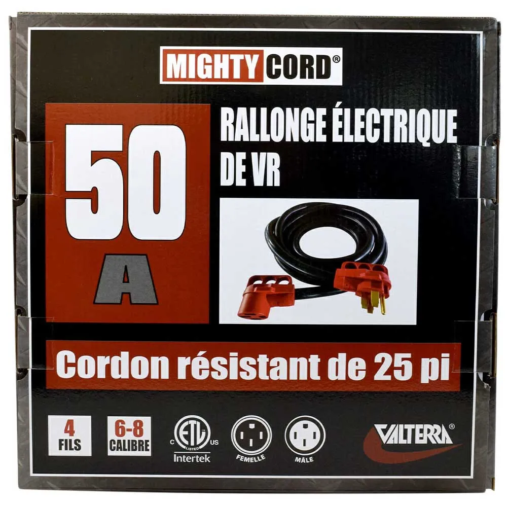 Valterra Mighty Cord Elektrisk Skjøteledning 7.62 M 50a, Black / red, One Size Valterra Mighty Cord Elektrisk Skjøteledning 7.62 M 50a, Black / red, One Size