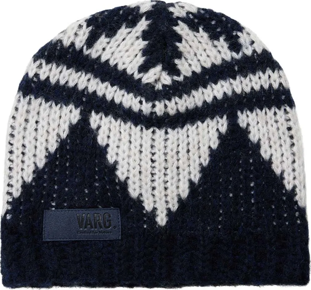 Varg Unisex Bräcke Knitted Beanie, Dark blue with off white
