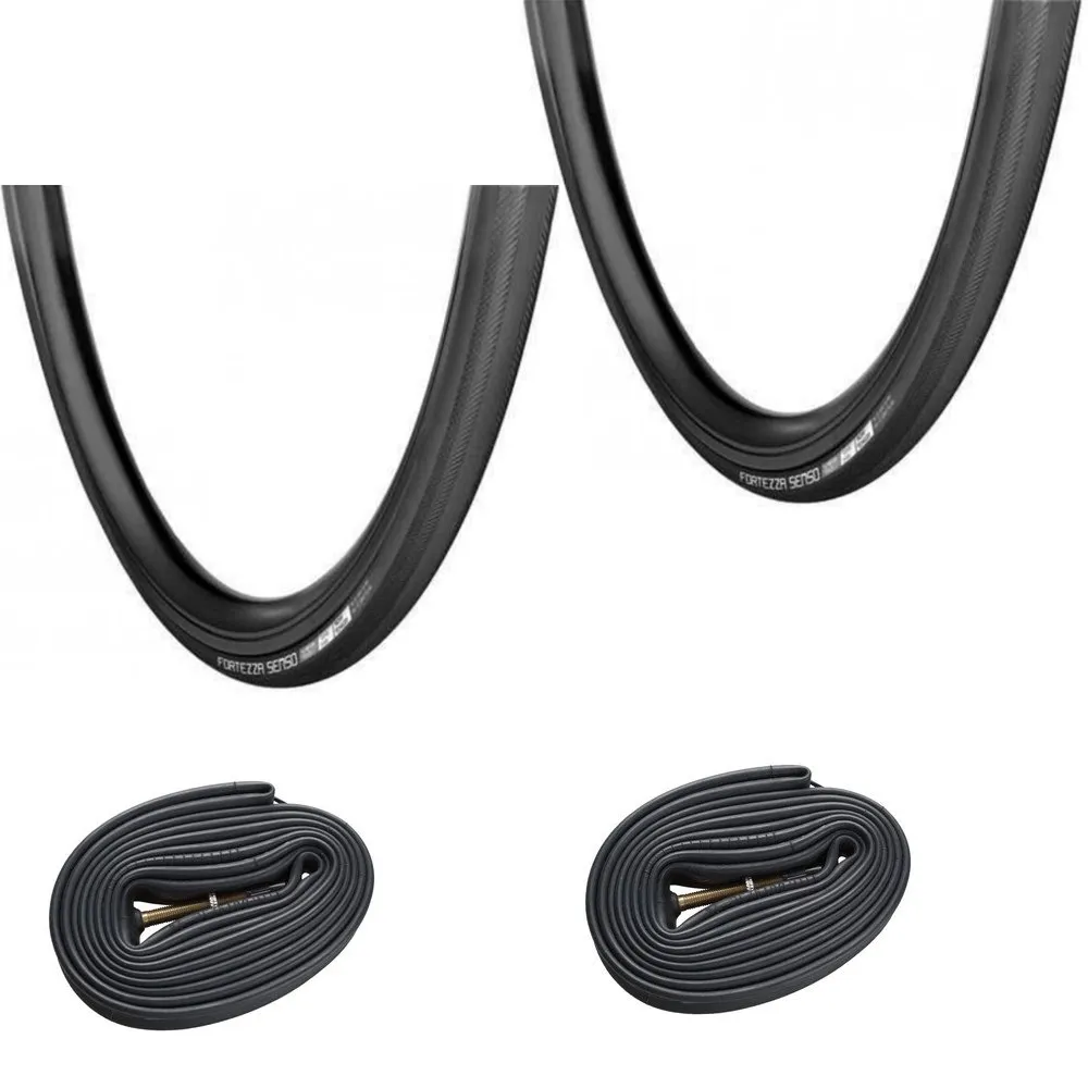 Vredestein 2 Dekk + 2 Slanger Vredestein Senso All Weather 700x25C, Svart, Sykkeldekk