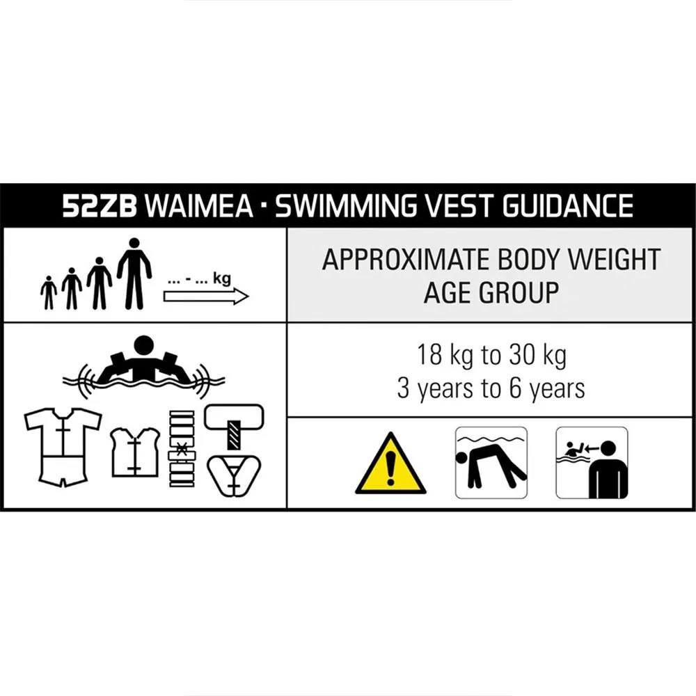 Waimea Animal Swimming Svømmevest unisex, Orange / black / white, 3-6Y