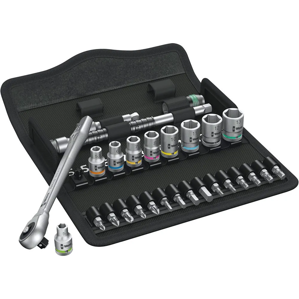 Wera 8100 Sa 7 Zyklop Metall-skralle-sett Med Gjennomgående Firkant, Silver, One Size