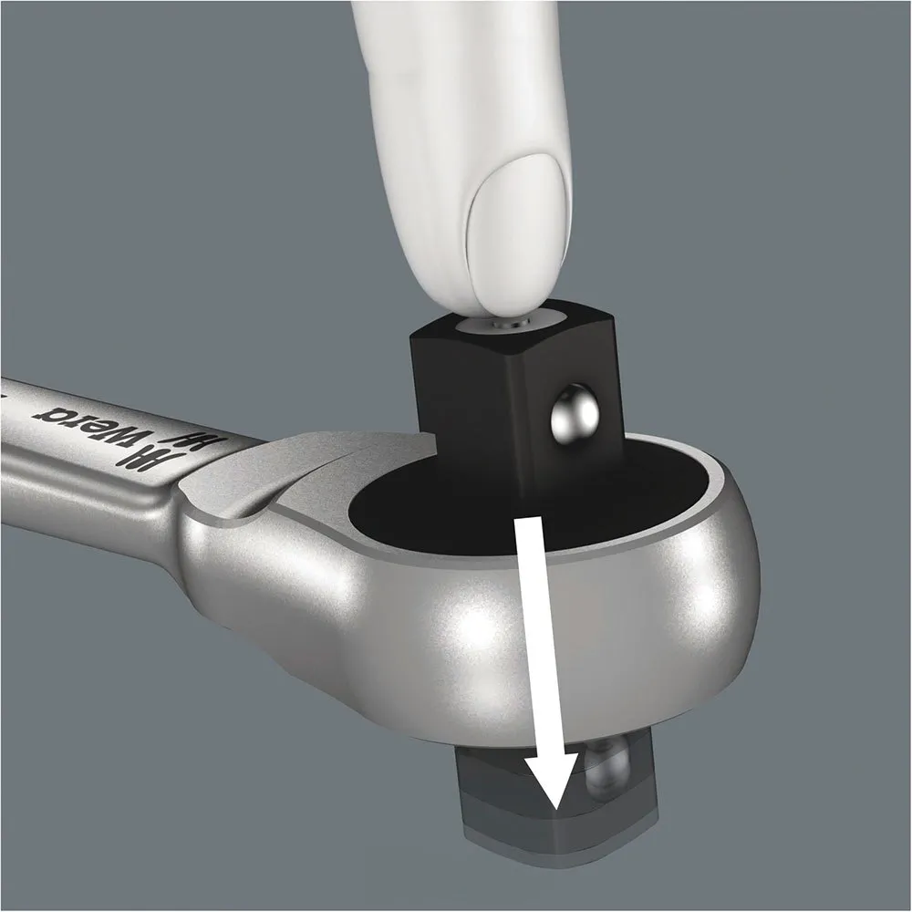 Wera 8100 Sa 7 Zyklop Metall-skralle-sett Med Gjennomgående Firkant, Silver, One Size