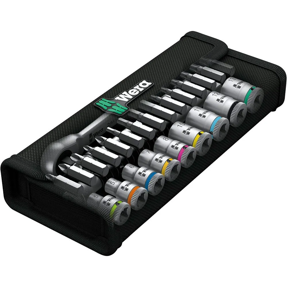 Wera 8100 Sa 7 Zyklop Metall-skralle-sett Med Gjennomgående Firkant, Silver, One Size