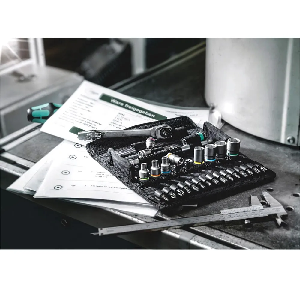 Wera 8100 Sa 7 Zyklop Metall-skralle-sett Med Gjennomgående Firkant, Silver, One Size