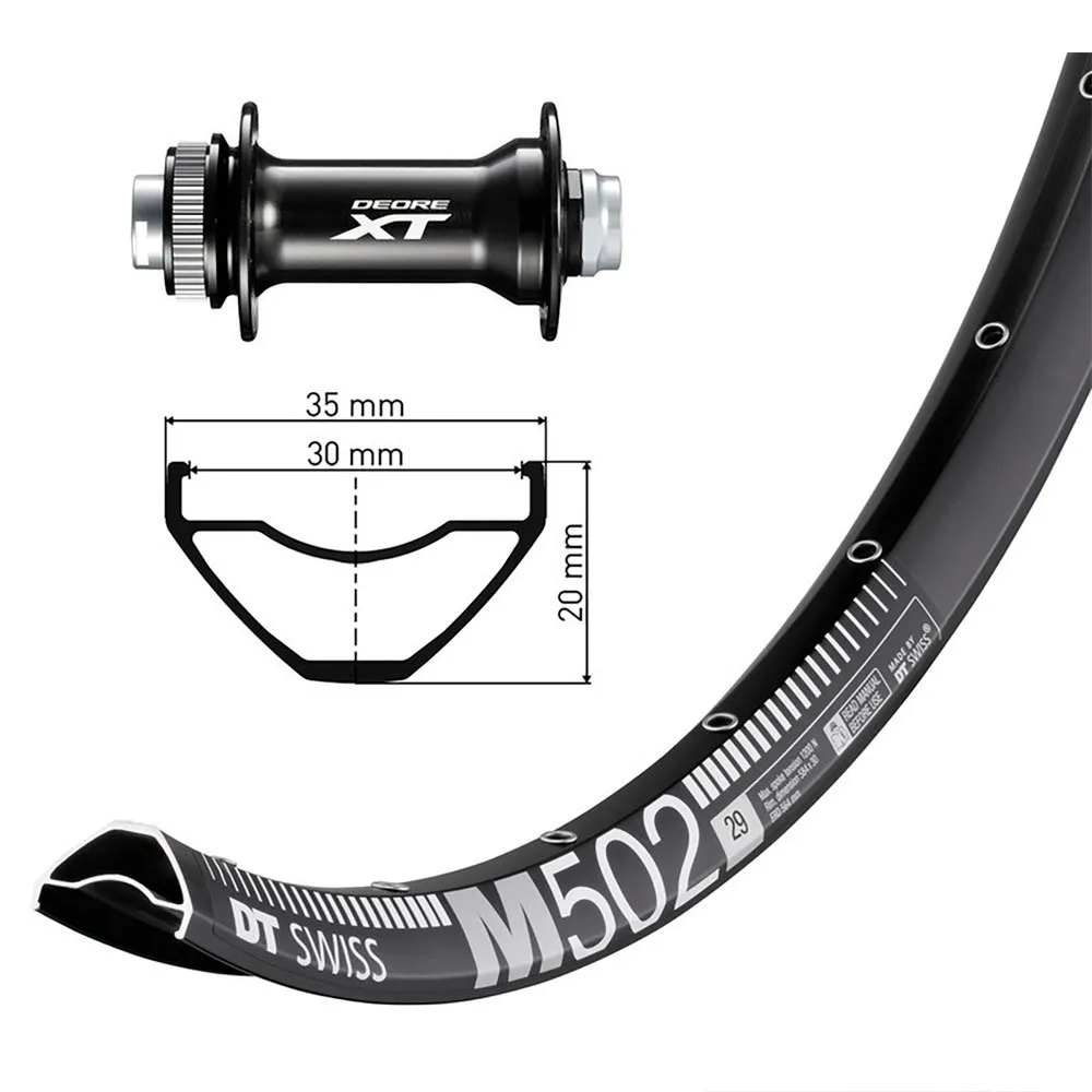 Winora Dt Swiss M502 Shimano Deore Xt 8010 29´´ Cl Disc Forhjul, Black, 15 x 110mm Winora Dt Swiss M502 Shimano Deore Xt 8010 29´´ Cl Disc Forhjul, Black, 15 x 110mm
