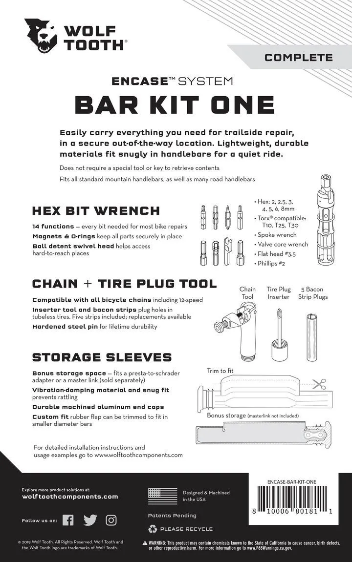 Wolf Tooth Encase System Bar Kit One, Black, One Size