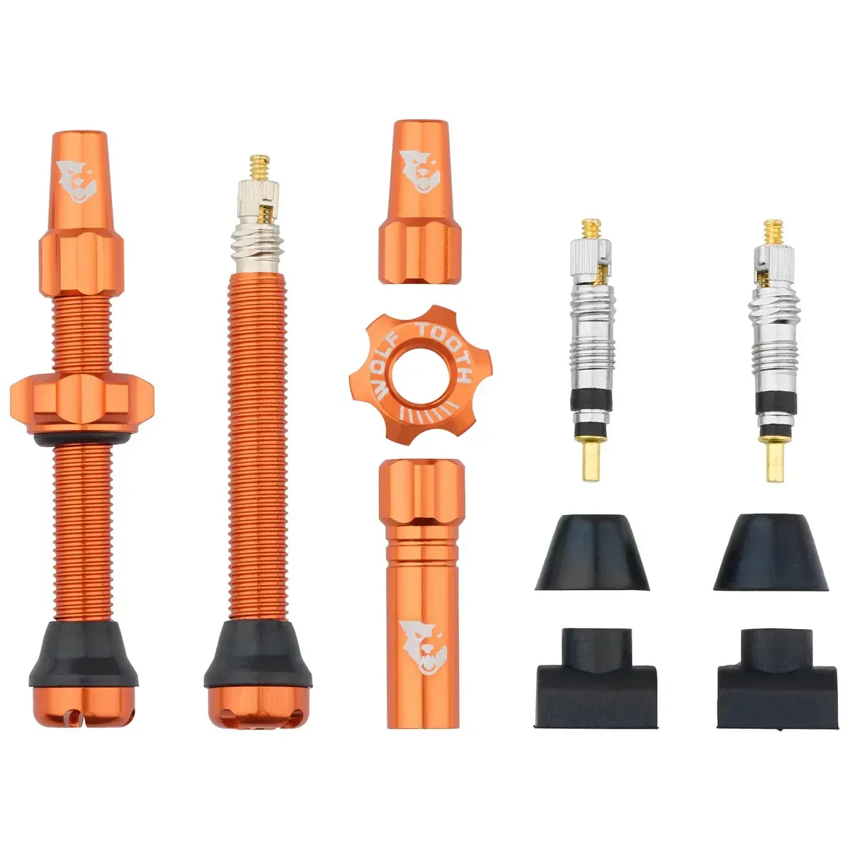 Wolf Tooth Tubeless Clik Valve Stem Kit, Oransje, Sykkeldekk