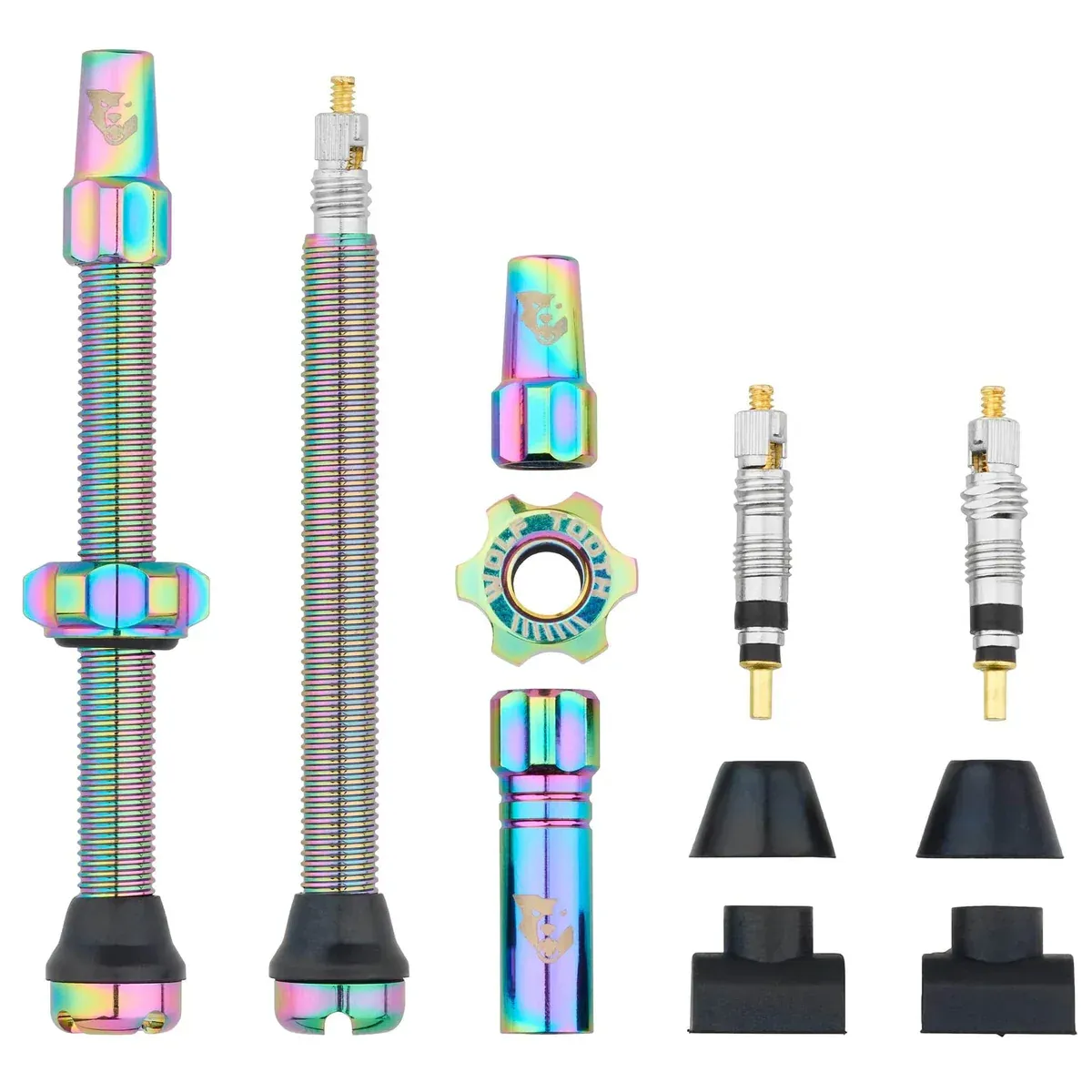 Wolf Tooth Tubeless Clik Valve Stem Kit, Regnbue, Sykkeldekk