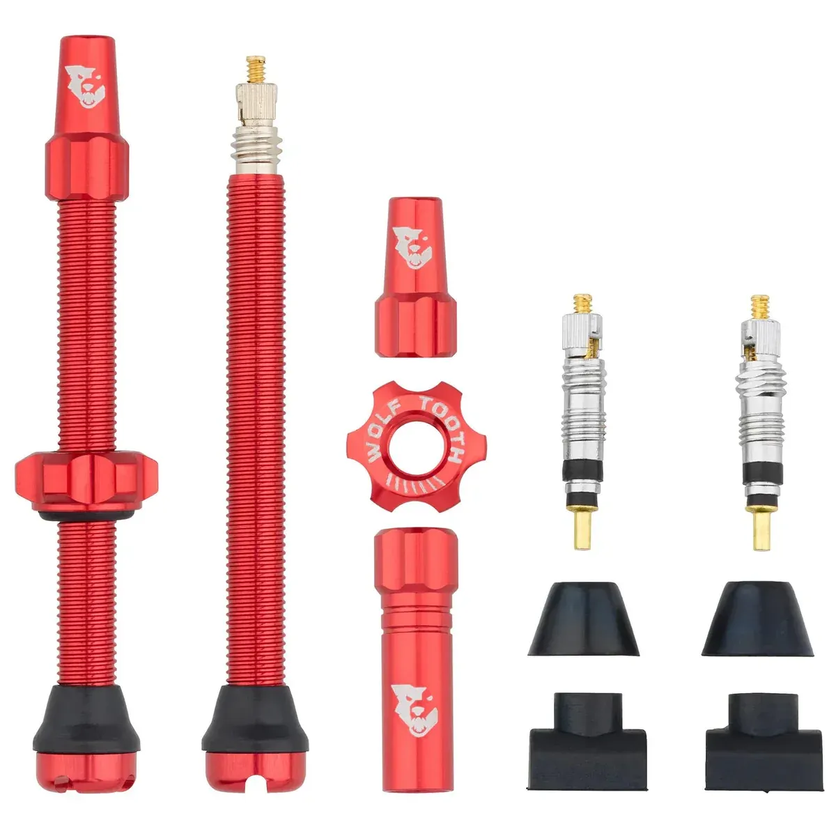 Wolf Tooth Tubeless Clik Valve Stem Kit, Rød, Sykkeldekk