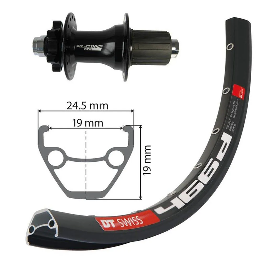 XLC Dt Swiss 466d Evo 8-10s 29´´ 6b Disc Mtb Bakhjul, Black, 12 x 142mm, Sram XD XLC Dt Swiss 466d Evo 8-10s 29´´ 6b Disc Mtb Bakhjul, Black, 12 x 142mm, Sram XD