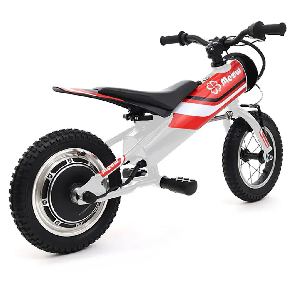 Yotsuba Moto Meow 12 With Stickers Kit Red/blue Elektrisk Motorsykkel, White / red / blue, One Size, Barnesykkel