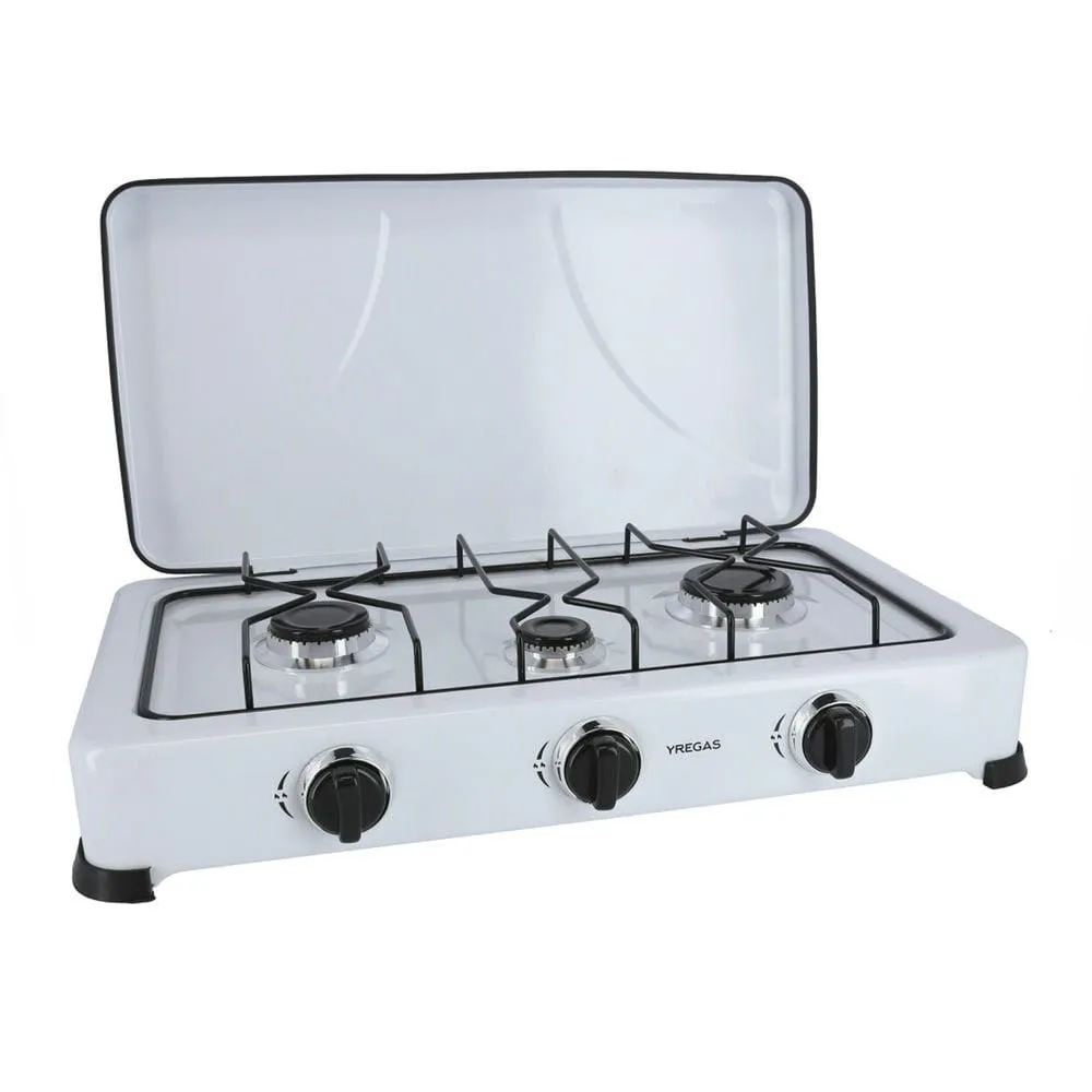 Yregas Gasskomfyr Emaljert 3 Brennere, White, One Size