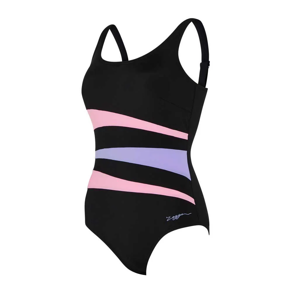 Zoggs Sumatra Adjustable Scoopback Badetøy female, Black / pink / lilac Zoggs Sumatra Adjustable Scoopback Badetøy female, Black / pink / lilac