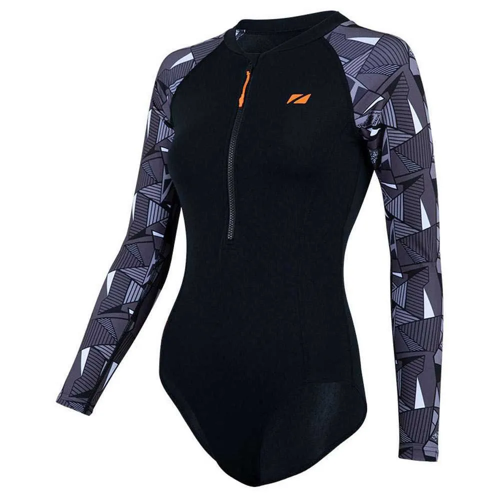 Zone3 Open Water Swim Renew Langarmet Badedrakt female, Black / white