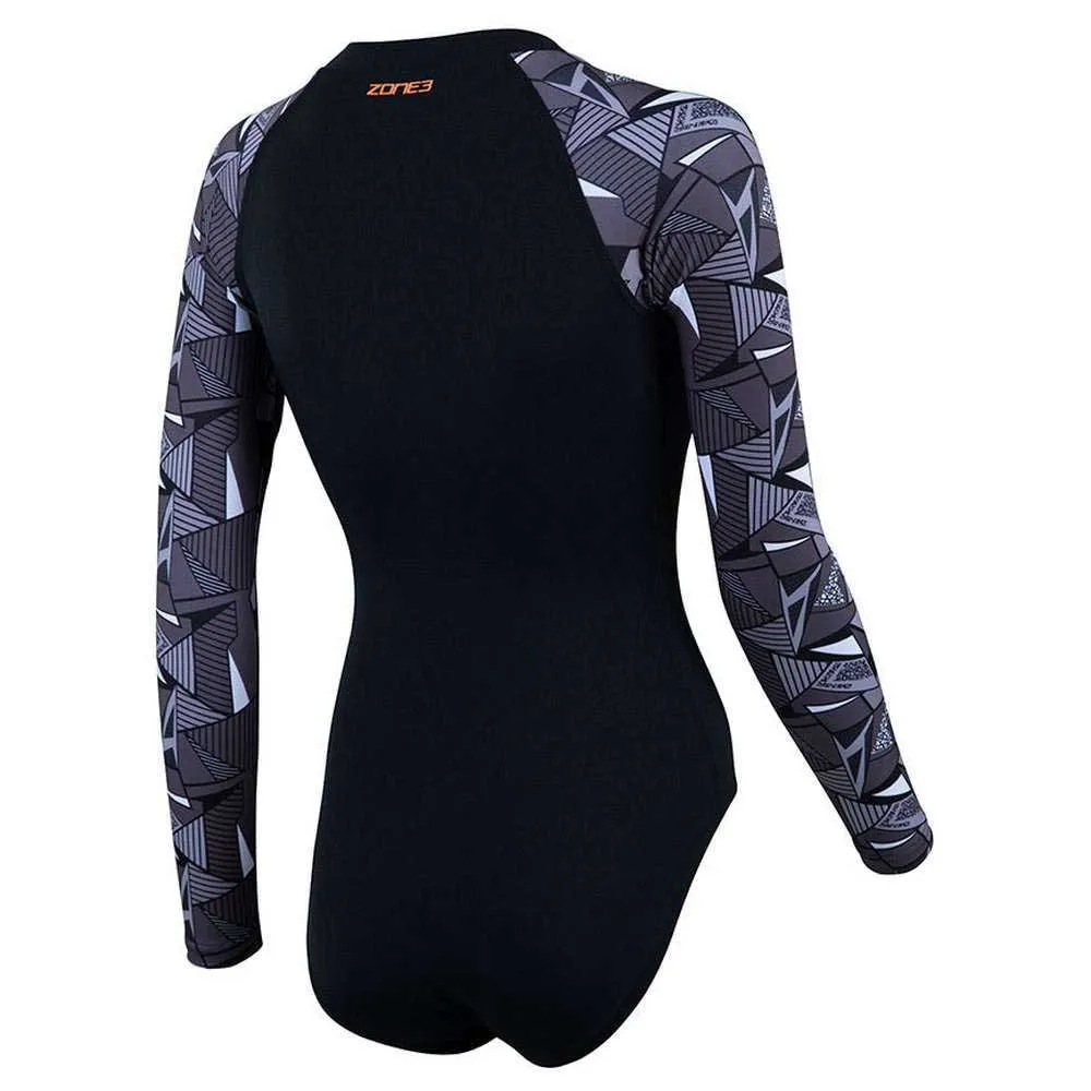 Zone3 Open Water Swim Renew Langarmet Badedrakt female, Black / white