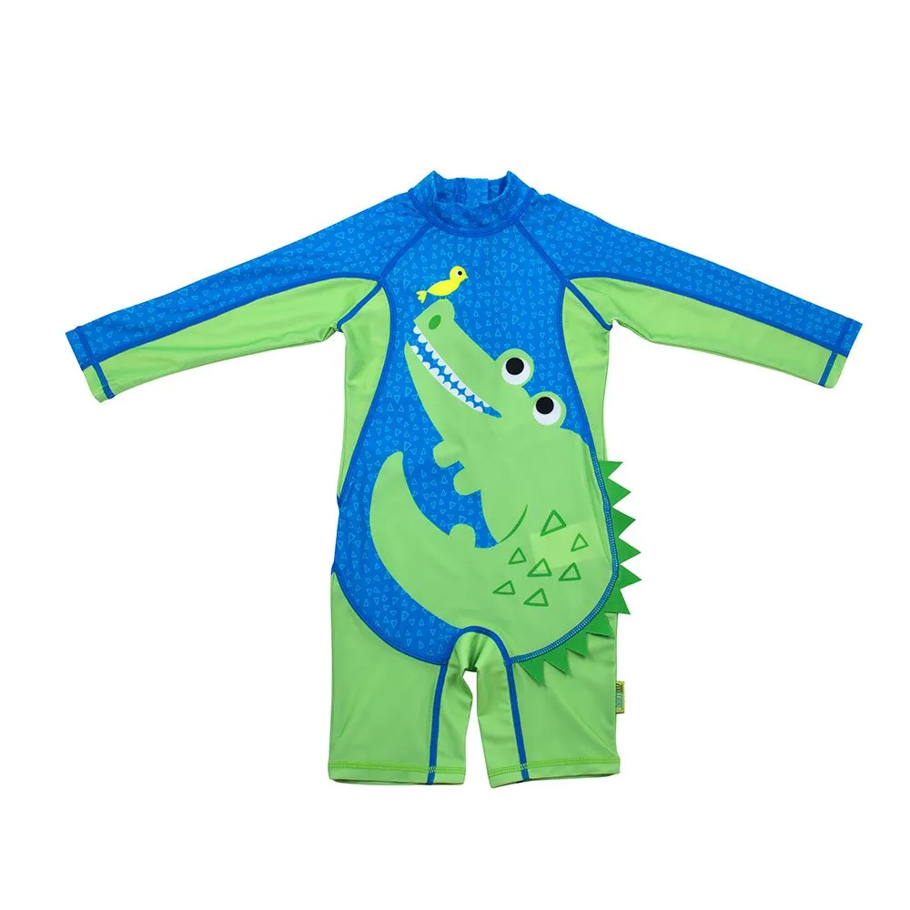 Zoocchini Krokodille Baby Langermet Badedrakt Upf 50, Multicolor, 6-12MON