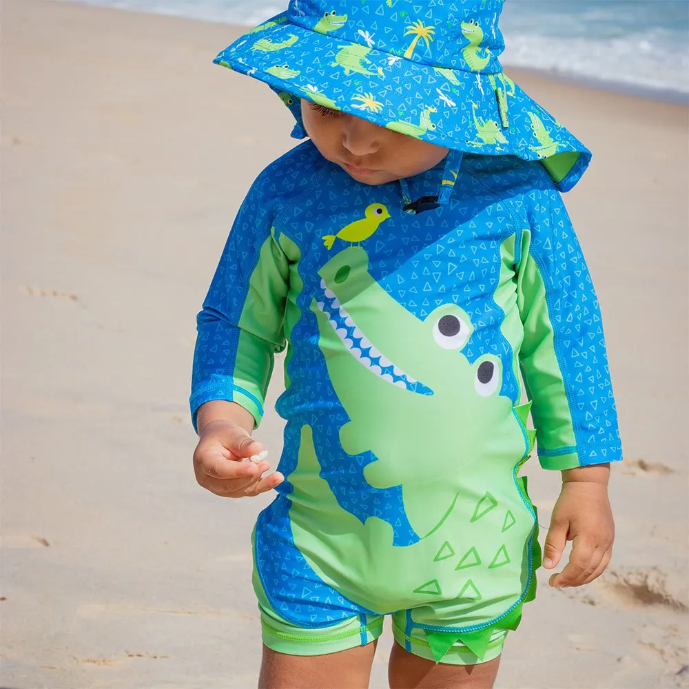 Zoocchini Krokodille Baby Langermet Badedrakt Upf 50, Multicolor, 6-12MON
